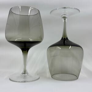 Vintage West Germany Crystal Smoke Wine Glasses Set of 2